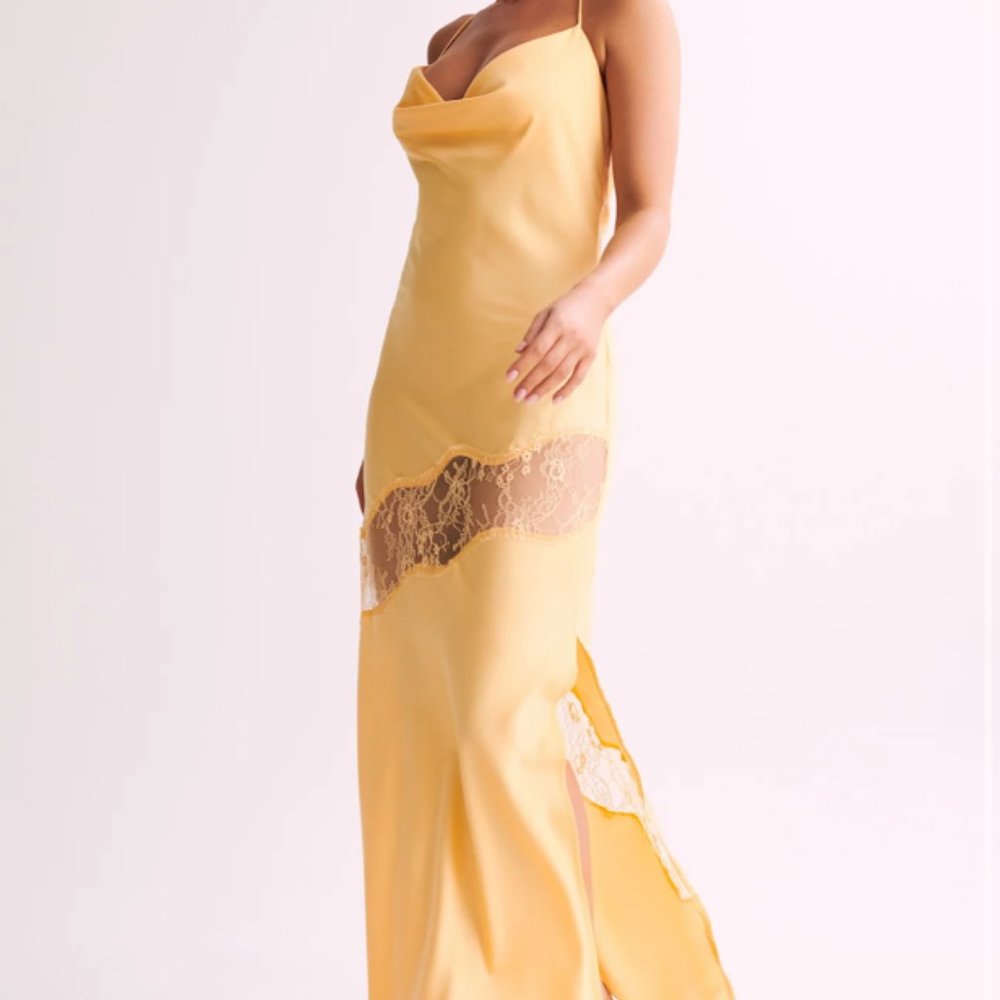 NEW Meshki Satin Yellow Dress Size XS - Picture 3 of 9